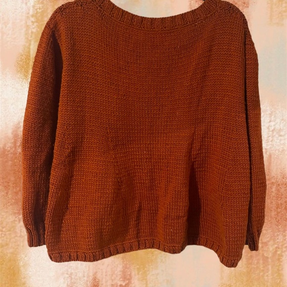 Handmade Crochet Burnt Orange Colored Sweater - Size: Medium - Picture 5 of 10